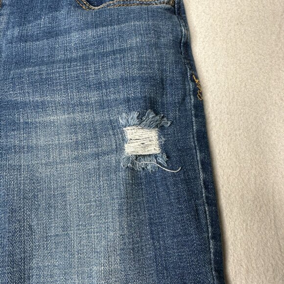 INC Denim Womens Straight Leg Curvy Fit Size 4 Blue Jeans Distressed - Picture 4 of 16